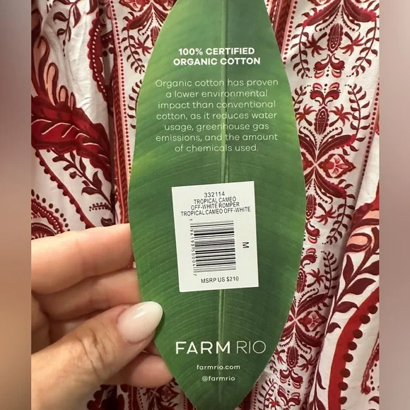 FARM Rio Off-White Tropical Cameo Cotton Romper Size M TROPICAL CAMEO- NWT! - Picture 5 of 6